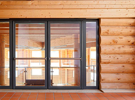 thermal insuated entrance door with finger protection. profile system: forster unico
